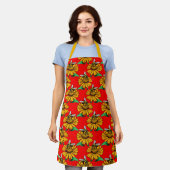 Bij op zonnebloem bloempatroon ontwerp rood schort (Gedragen)
