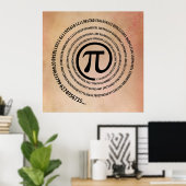 Bij Pi-teken, spiralversie Poster (Thuiskantoor)