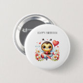 Bij Piloot Verjaardag Ronde Button 5,7 Cm (Voorkant /achterkant)