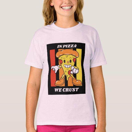 Bij pizza kreukelen we t-shirt (Voorkant)