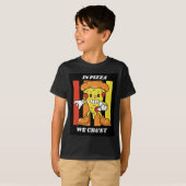 Bij pizza kreukelen we t-shirt (Voorkant volledig)