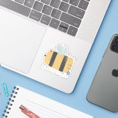 Bij Positief - Schattige Bij Punt Sticker (Laptop met iPhone)