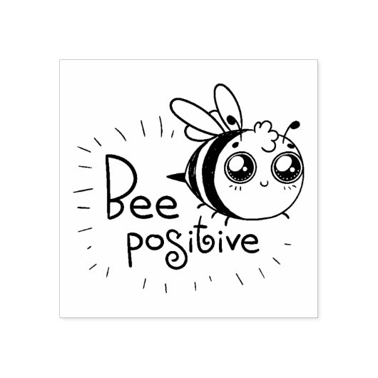 Bij Positieve Hommeltje Houten Stempel (Afrduk)