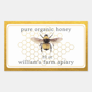 Bij Pot Etiket Honingbij Imkerij Goud