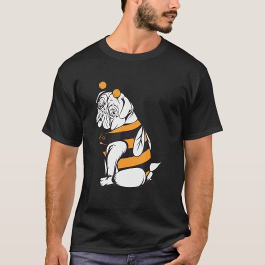 Bij Pug Bij Imker Honingbij Hond T-shirt (Voorkant)