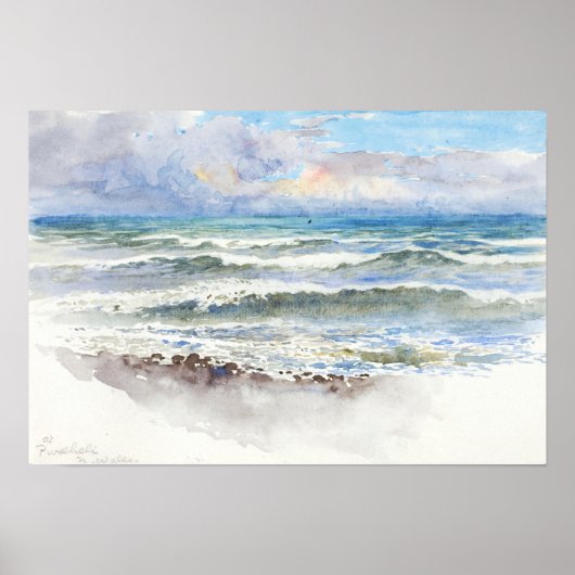 Bij Pwllheli George Elbert Burr Waterverf Seascape Poster (Voorkant)