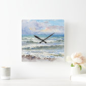 Bij Pwllheli N. Wales Fine Art Waterverf Seascape Vierkante Klok (Huis)