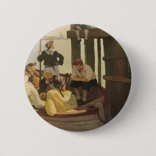 Bij Queen's Ferry door NC Wyeth, Vintage Piraten Ronde Button 5,7 Cm