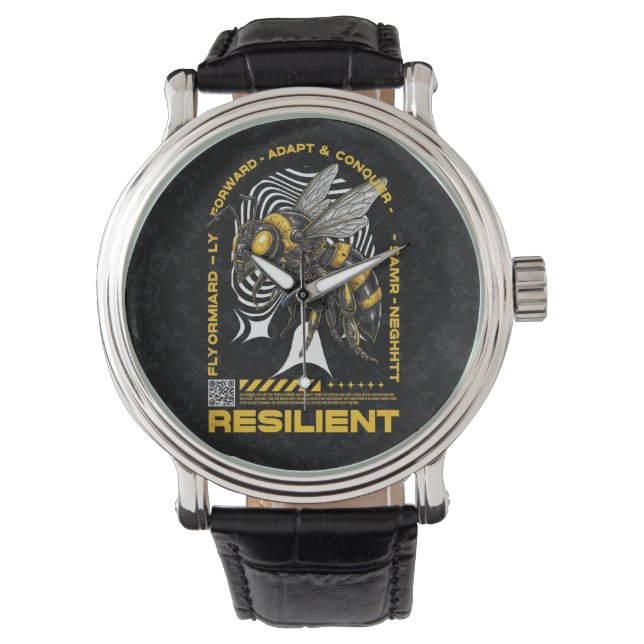 Bij Resilient – Motiverend Bij Positiviteitsontwer Horloge (Voorkant)