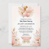 Bij Roos Boho Gold Mom Chic Spring Baby Girl Showe Kaart (Voorkant)