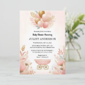 Bij Roos Boho Gold Mom Chic Spring Baby Girl Showe Kaart (Staand voorkant)