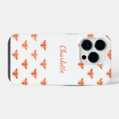 Bij roze goud monogram naam script iPhone hoesje (Achterkant horizontaal)