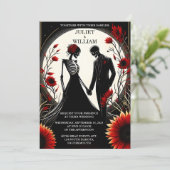 Bij Ruby Dikke Claret Wit Hart Rood Zwart Bruiloft Kaart (Staand voorkant)