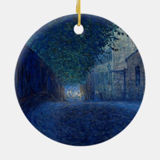 Bij schemering (nachtlandschap) (avondscène) keramisch ornament (Achterkant)