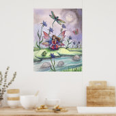 Bij schemering Sprookjesachtige Libelle Kikker Pos Poster (Keuken)