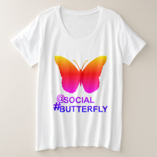 Bij Social Hashtag Butterfly [Hyper Filter remix] Grote Maat T-shirt