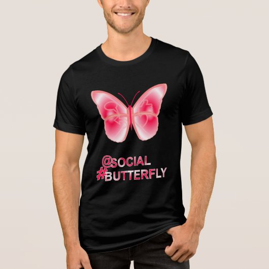 Bij Social Hashtag Vlinder Tri-Blend Shirt (Voorkant)