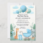 Bij Soft Boho Beer Blue Cub Welkom Baby Boy Shower Kaart (Voorkant)