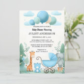 Bij Soft Boho Beer Blue Cub Welkom Baby Boy Shower Kaart (Staand voorkant)
