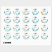 Bij Soft Boho Beer Blue Cub Welkom Baby Boy Shower Ronde Sticker (Vel)