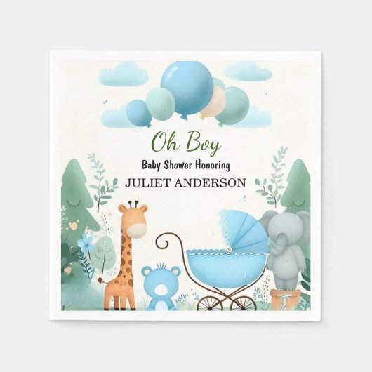 Bij Soft Boho Beer Blue Cub Welkom Baby Boy Shower Servet (Voorkant)