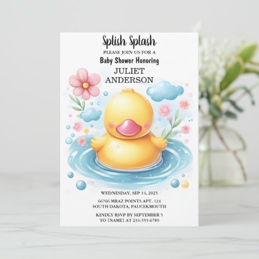 Bij Speelgoed Pool Foam Bash Twin Rubber Duck Baby Kaart (Staand voorkant)