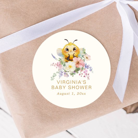 Bij sticker voor babyshower over bijen