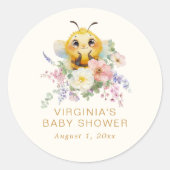 Bij sticker voor babyshower over bijen (Voorkant)