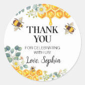 Bij stickerlabels verjaardag baby shower ronde sticker (Voorkant)