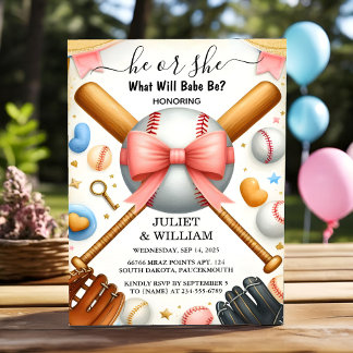 Bij Team Ball Game Pitch Fun Baseball Gender Revea Kaart