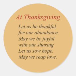 Bij Thanksgiving gedicht in herfstkleuren Ronde Sticker