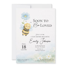 Bij-thema baby shower uitnodiging