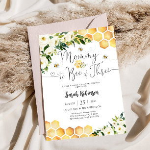 Bij-thema baby shower uitnodiging