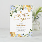 Bij-thema baby shower uitnodiging (Staand voorkant)