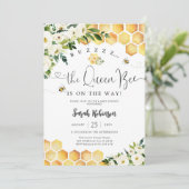 Bij-thema babyshower uitnodiging (Staand voorkant)