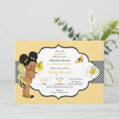 Bij Thema Geel Gouden Stip Meisje Wolkjes Kaart (Staand voorkant)