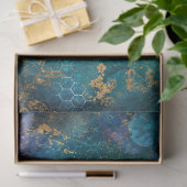 bij turquoise achtergrond landschap  tissuepapier (Geschenk)