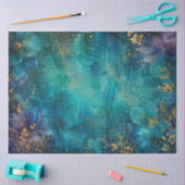 bij turquoise achtergrond landschap  tissuepapier (Craft)