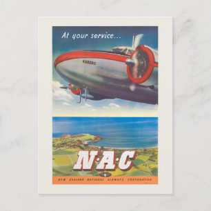 Bij uw Service NAC Nieuw-Zeeland Vintage Poster Briefkaart