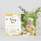 Bij verjaardag foto uitnodiging (Staand voorkant)