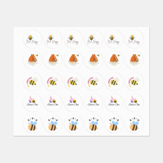 Bij Verjaardagssticker Set Labels (Vel)