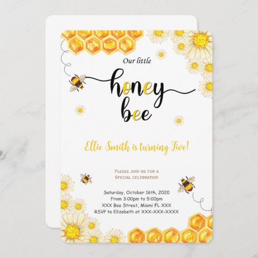 Bij verjaardagsuitnodiging kaart (Voorkant / Achterkant)