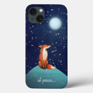 bij vrede ~ Charming Fox zit onder een volle maan Case-Mate iPhone Case