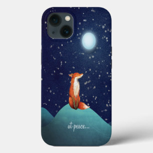 bij vrede ~ Charming Fox zit onder een volle maan iPhone 13 Hoesje