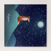 bij vrede ~ Charming Fox zit onder een volle maan Legpuzzel (Horizontaal)