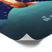 bij vrede ~ Charming Fox zit onder een volle maan Poster (Hoek)