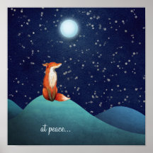 bij vrede ~ Charming Fox zit onder een volle maan