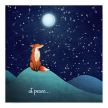 bij vrede ~ Charming Fox zit onder een volle maan