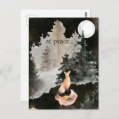 bij vrede ~ Fox en Full Moon Woodland Briefkaart (Voorkant / Achterkant)