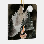 bij vrede ~ Fox en Full Moon Woodland Keramisch Ornament (Rechts)